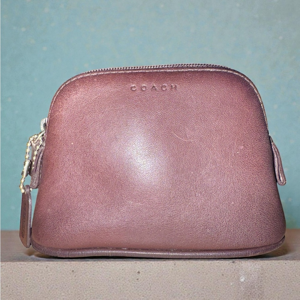 Coach Classic Vintage Dome Blue Leather Legacy Rare Zip Coin Purse Cosmetic Y2K - Picture 4 of 5